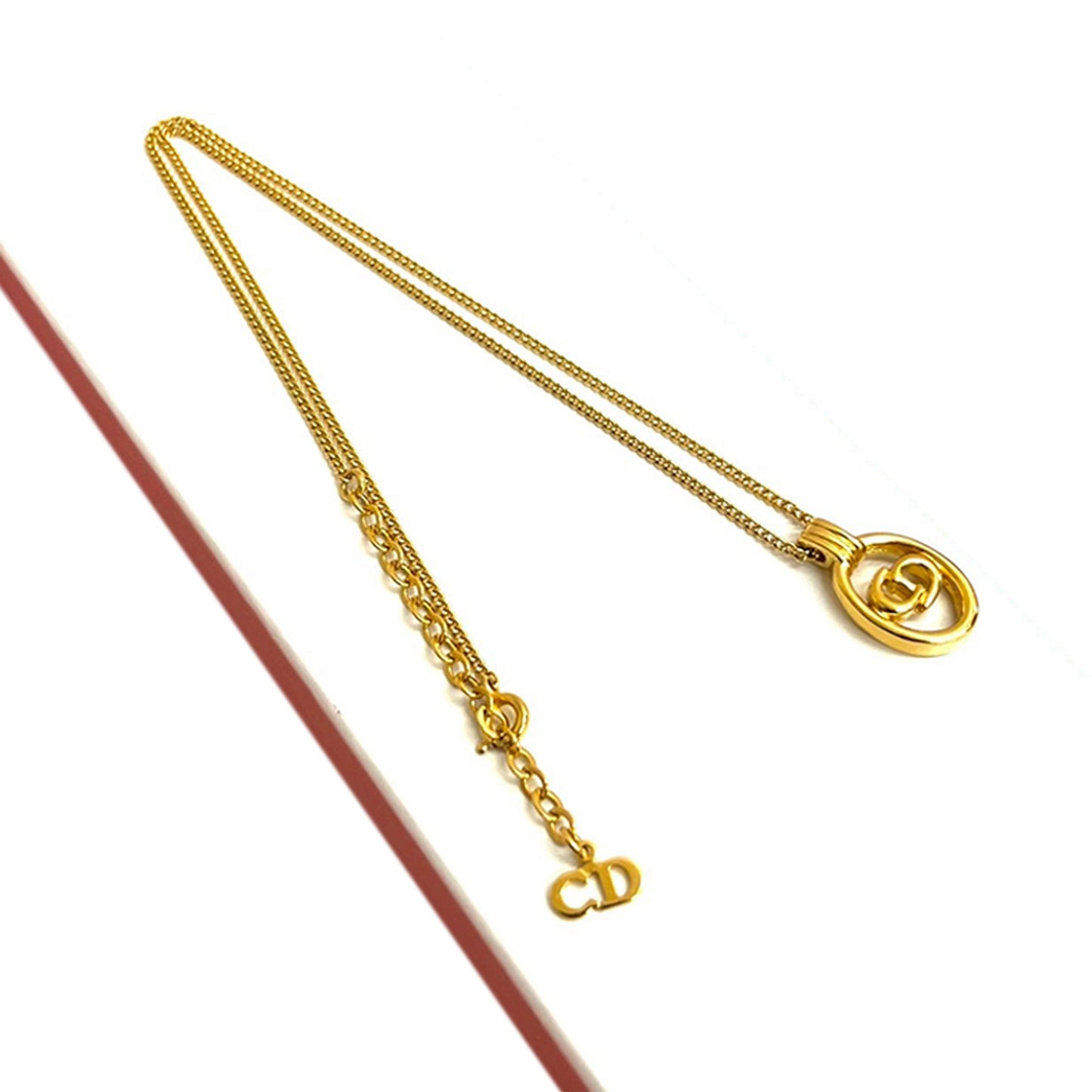 Gold Dior Gold Plated CD Logo Pendant Necklace