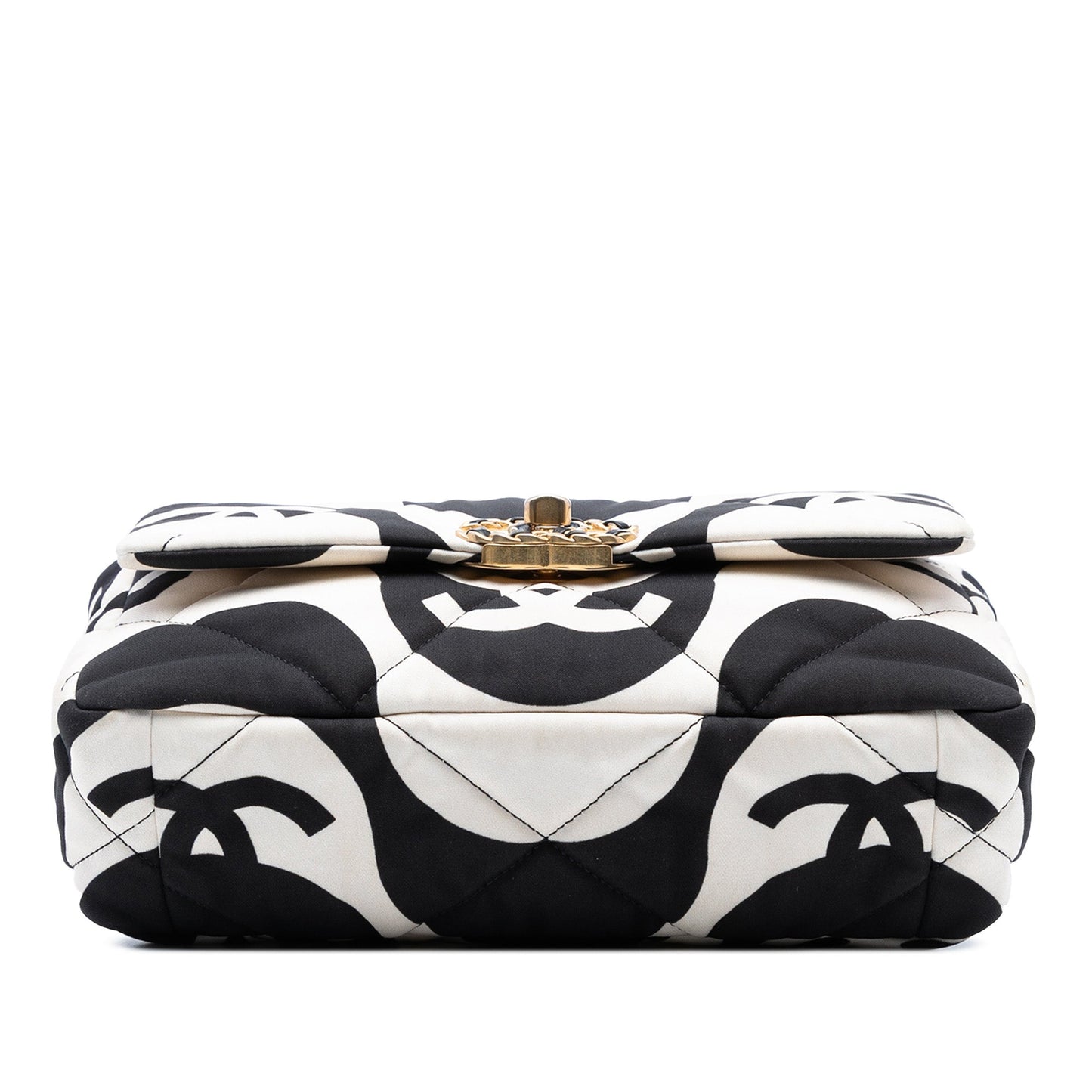 White & Black Chanel Medium Printed Silk 19 Flap Satchel