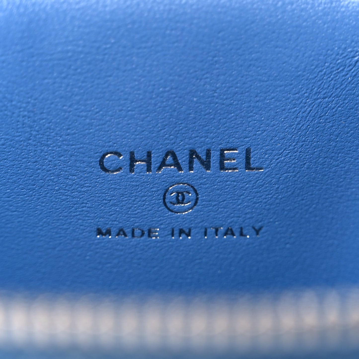 Chanel Denim Quilted Camellia Sweetheart Mini Vanity Case With Chain Blue
