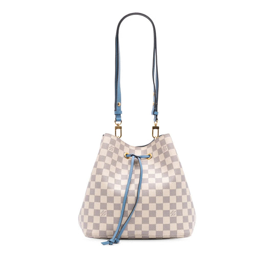 White Louis Vuitton Damier Azur Neonoe MM Bucket Bag
