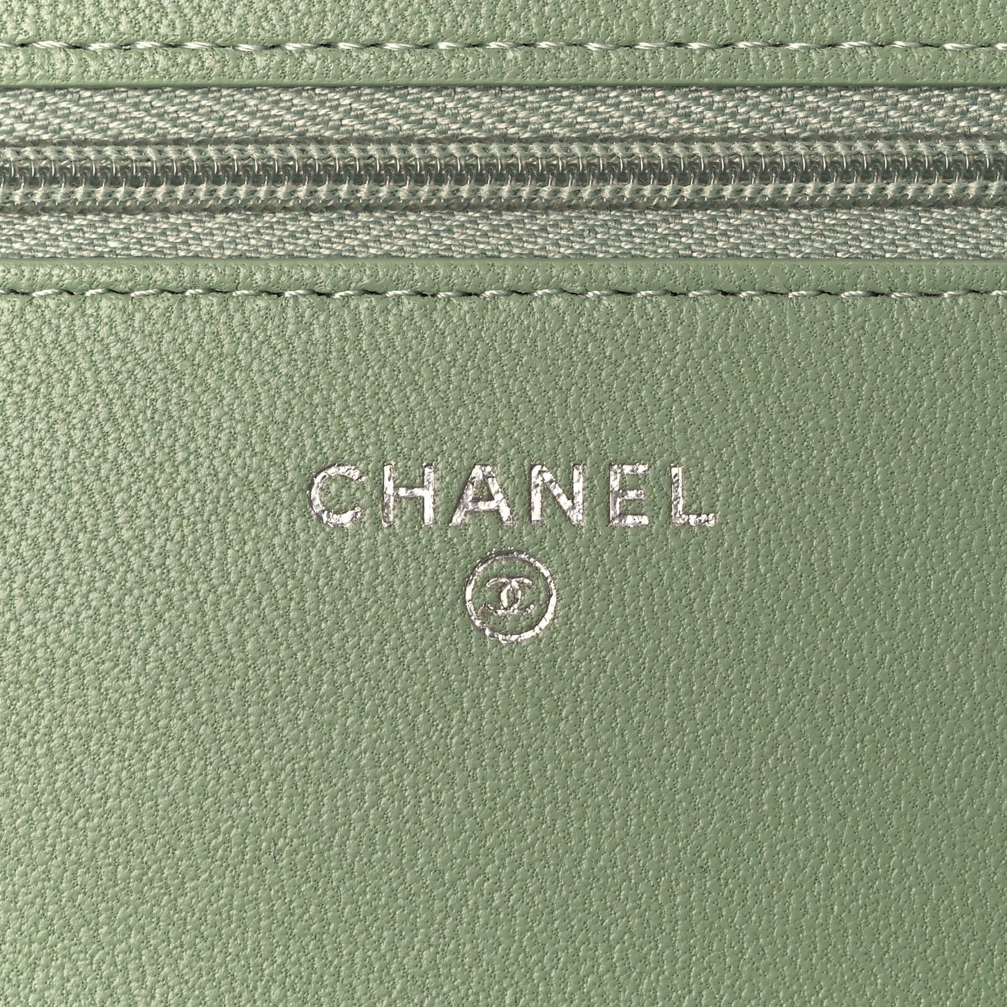 Chanel Lambskin Quilted Crystal Star Wallet On Chain WOC Green