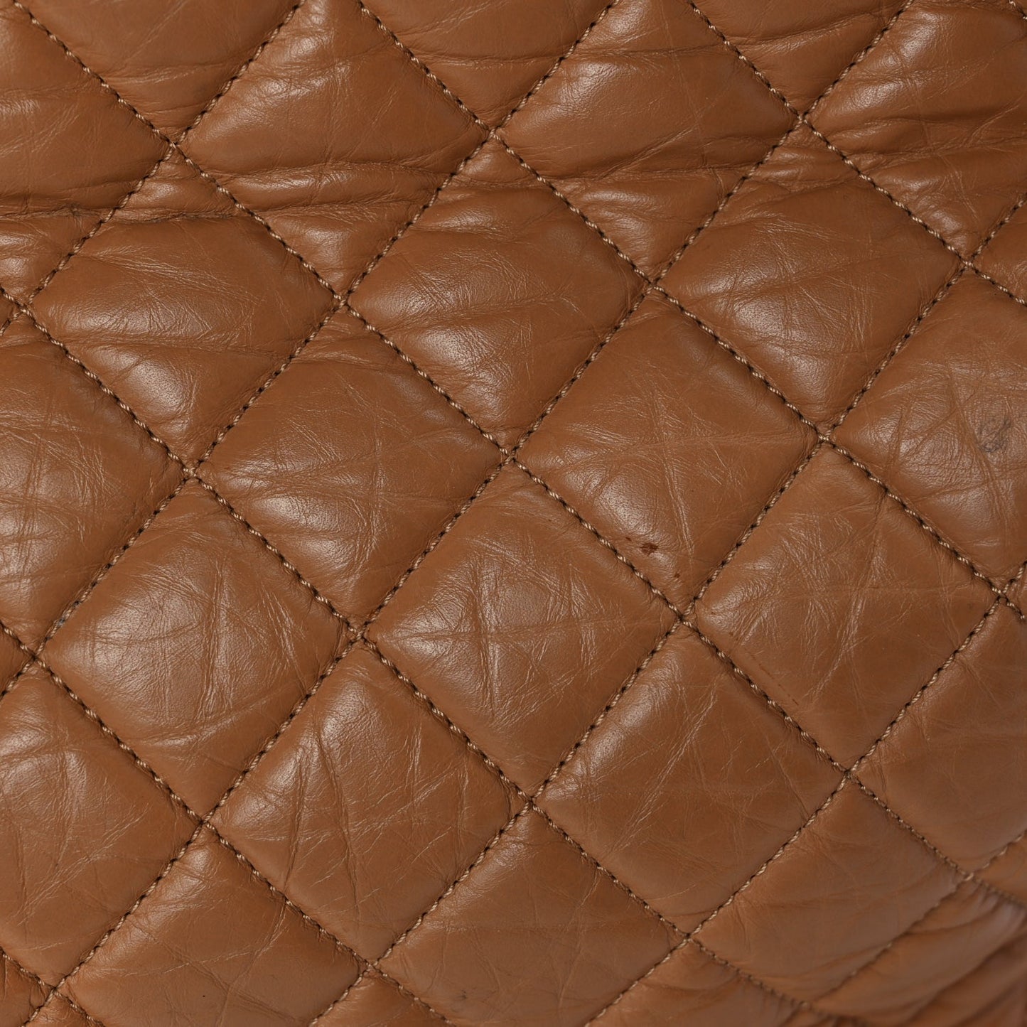 Chanel Aged Calfskin Quilted Be CC Tote Beige