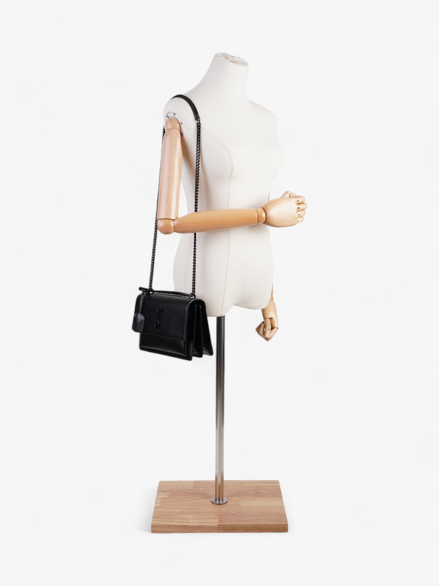 Saint Laurent Sunset Black Calfskin Leather Medium
