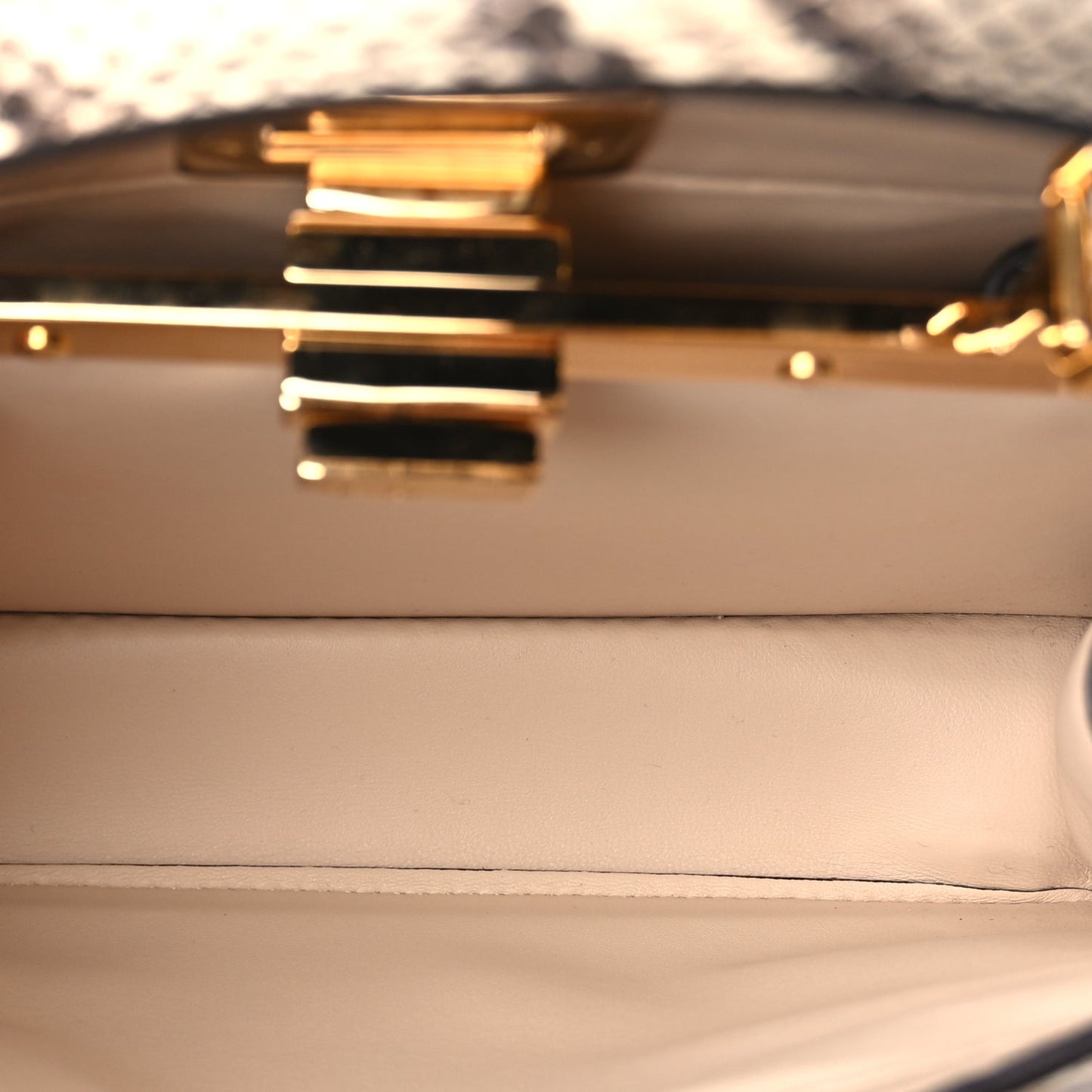 Fendi Snakeskin Shiny Nappa Small Peekaboo I SEE U Beige