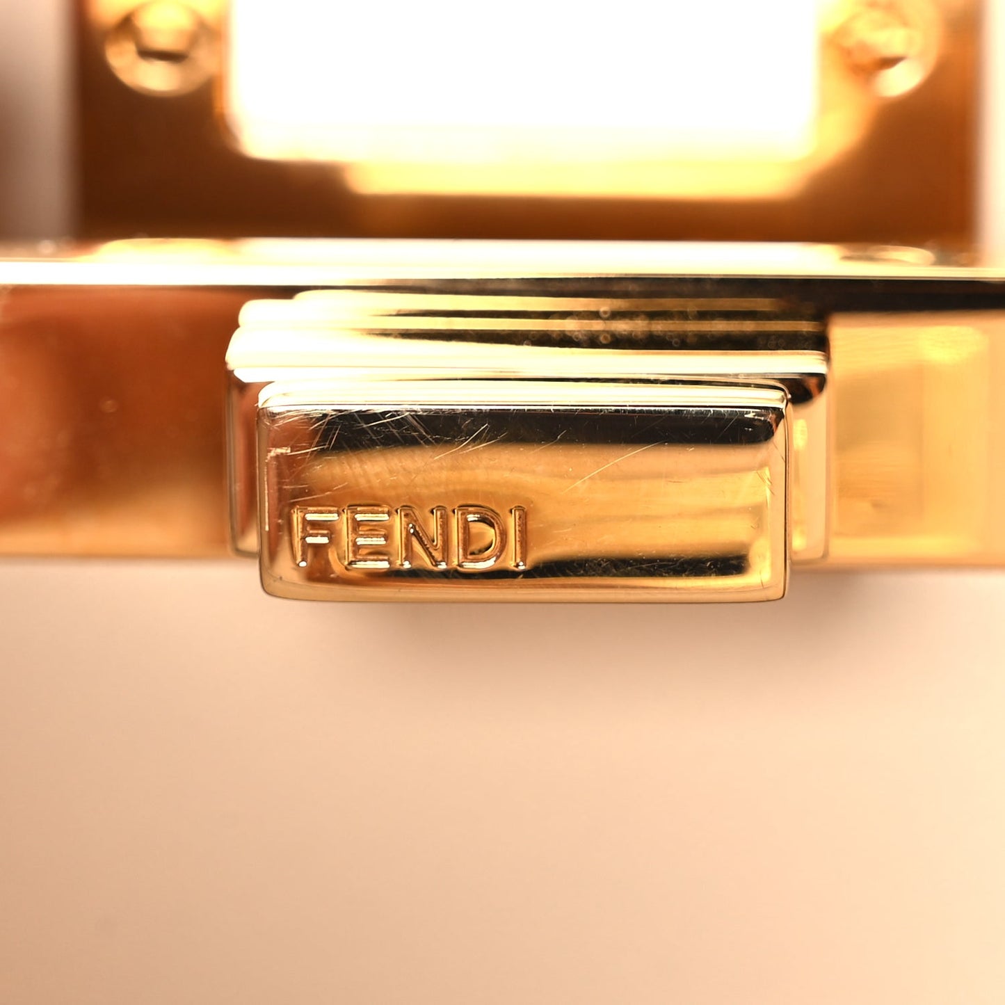 Fendi Snakeskin Shiny Nappa Small Peekaboo I SEE U Beige