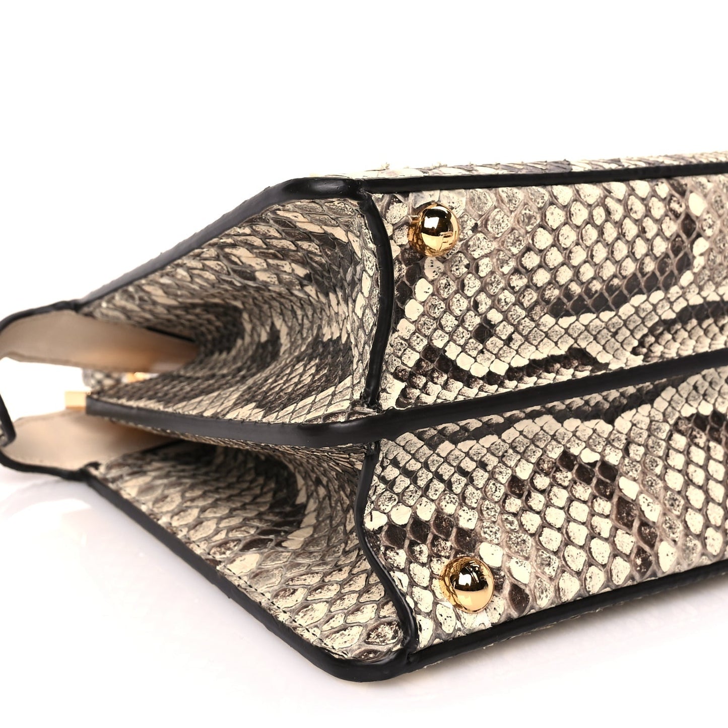 Fendi Snakeskin Shiny Nappa Small Peekaboo I SEE U Beige