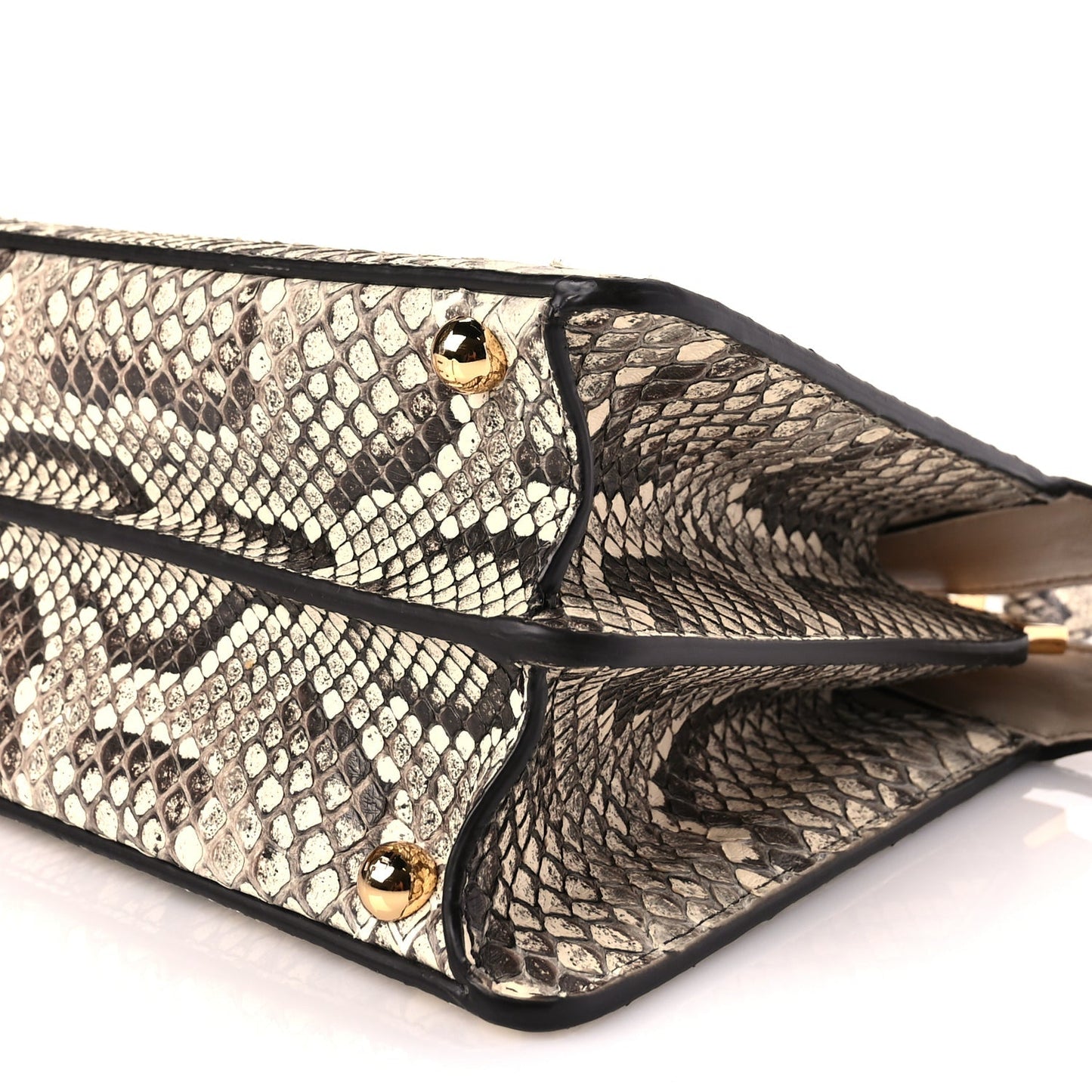Fendi Snakeskin Shiny Nappa Small Peekaboo I SEE U Beige