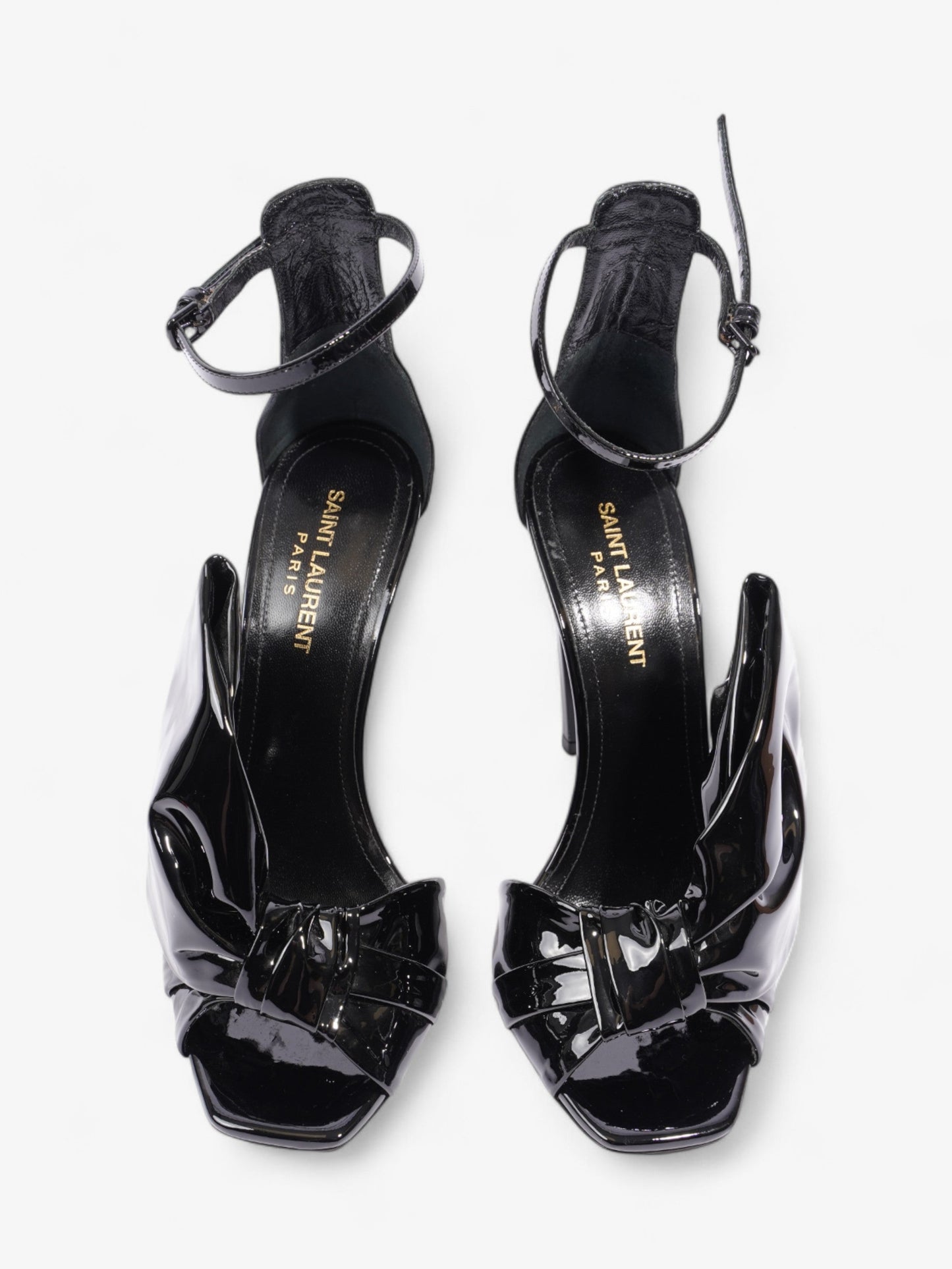 Saint Laurent Freja Bow Heels 110 Black Patent Leather EU 38 UK 5