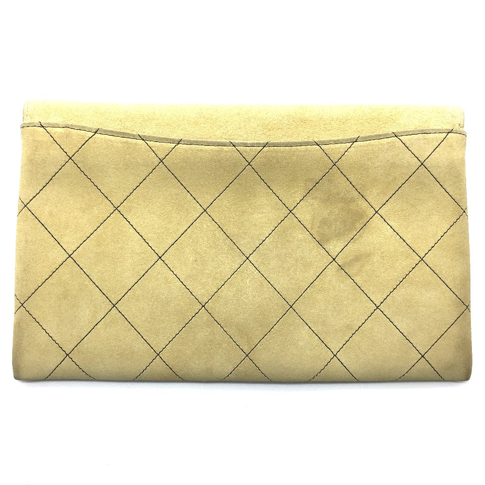 CHANEL Shoulder Bag suede Beige x Gold Metal CHANEL logo Matrasse Women