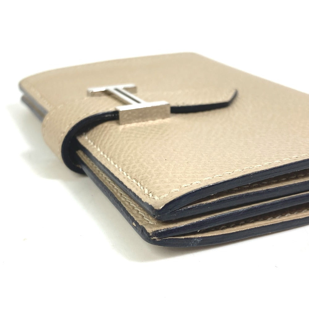 HERMES Card Case Epsom beige Two fold Bean mini unisex(Unisex)  d