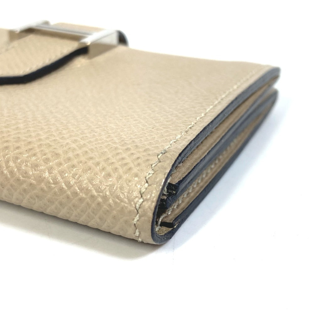 HERMES Card Case Epsom beige Two fold Bean mini unisex(Unisex)  d