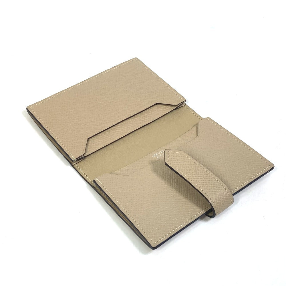 HERMES Card Case Epsom beige Two fold Bean mini unisex(Unisex)  d