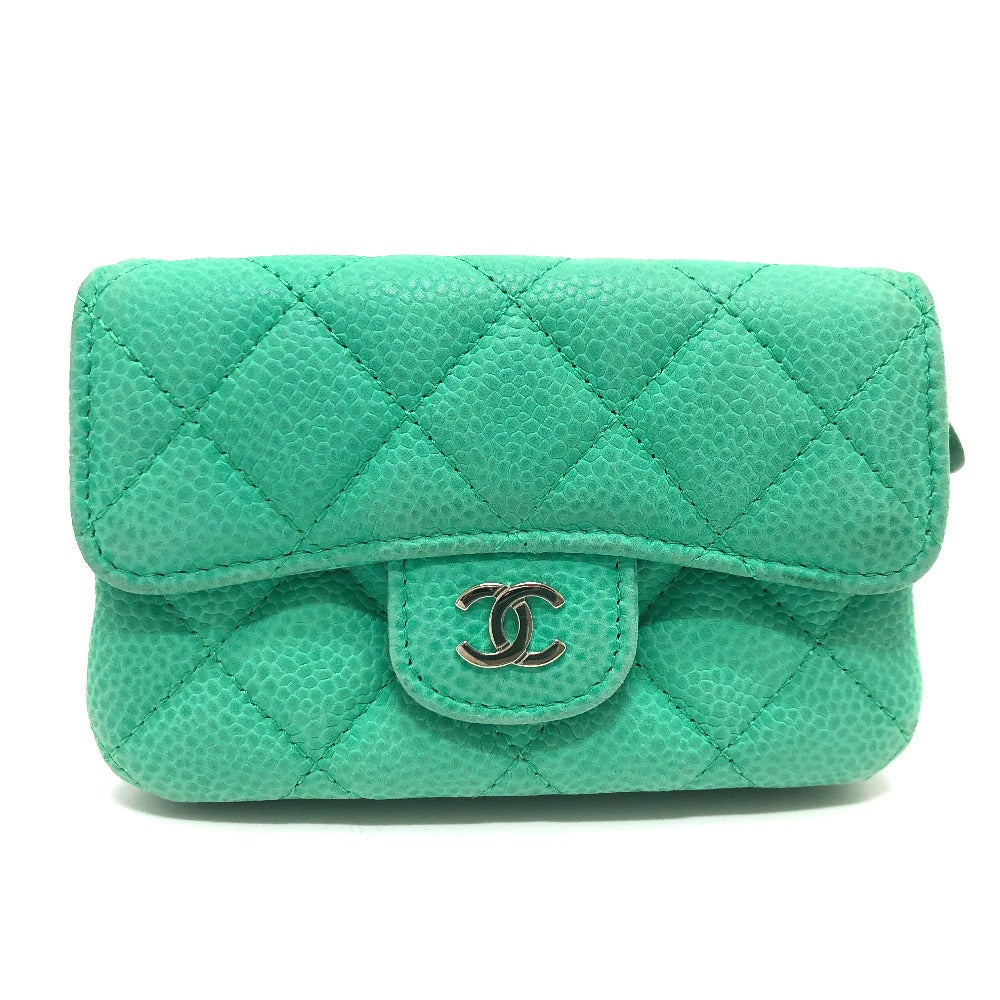 CHANEL Coin case Soft caviar skin green COCO Mark CC Matrasse Women  d