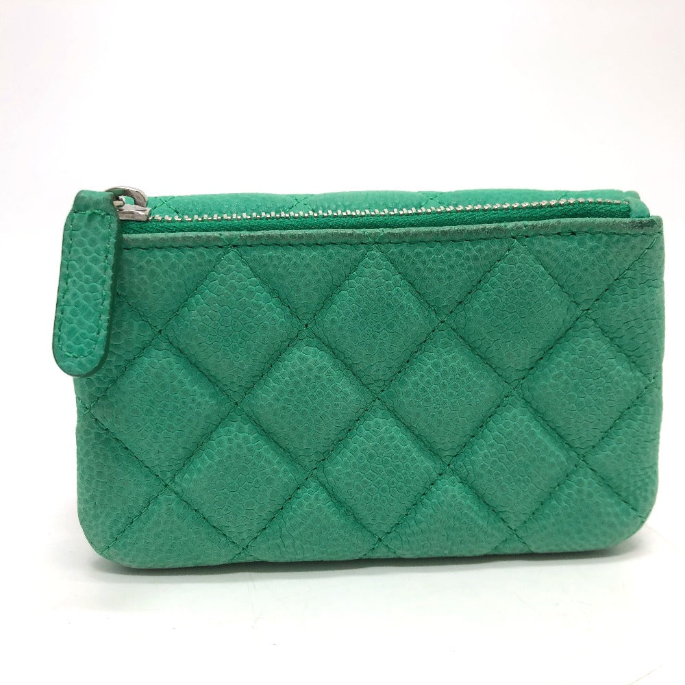 CHANEL Coin case Soft caviar skin green COCO Mark CC Matrasse Women  d