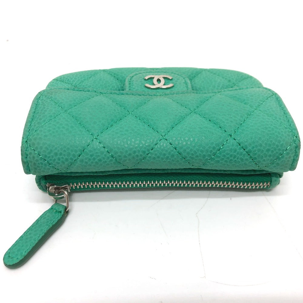 CHANEL Coin case Soft caviar skin green COCO Mark CC Matrasse Women  d