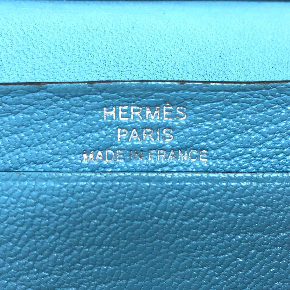 HERMES Card Case Shave Luco Romandel blue bearn mini compact Women  d