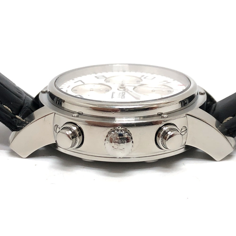 HERMES Watches Mechanical Automatic CP1.910 Stainless Steel Silver Clipper Chrono white dial mens  d