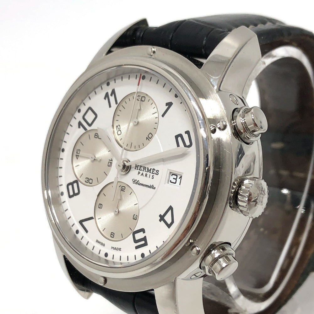 HERMES Watches Mechanical Automatic CP1.910 Stainless Steel Silver Clipper Chrono white dial mens  d
