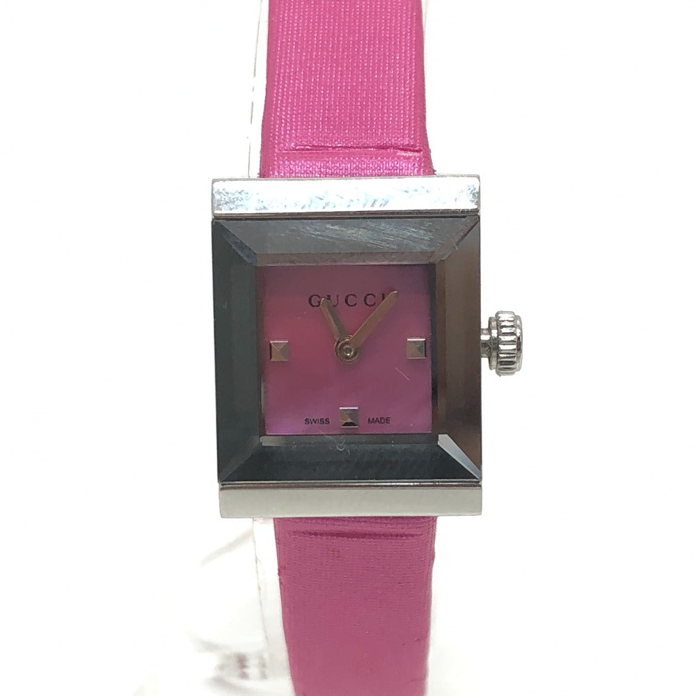 GUCCI Watches Quartz 128.5 Stainless Steel , Leather Silver G frame pink dial