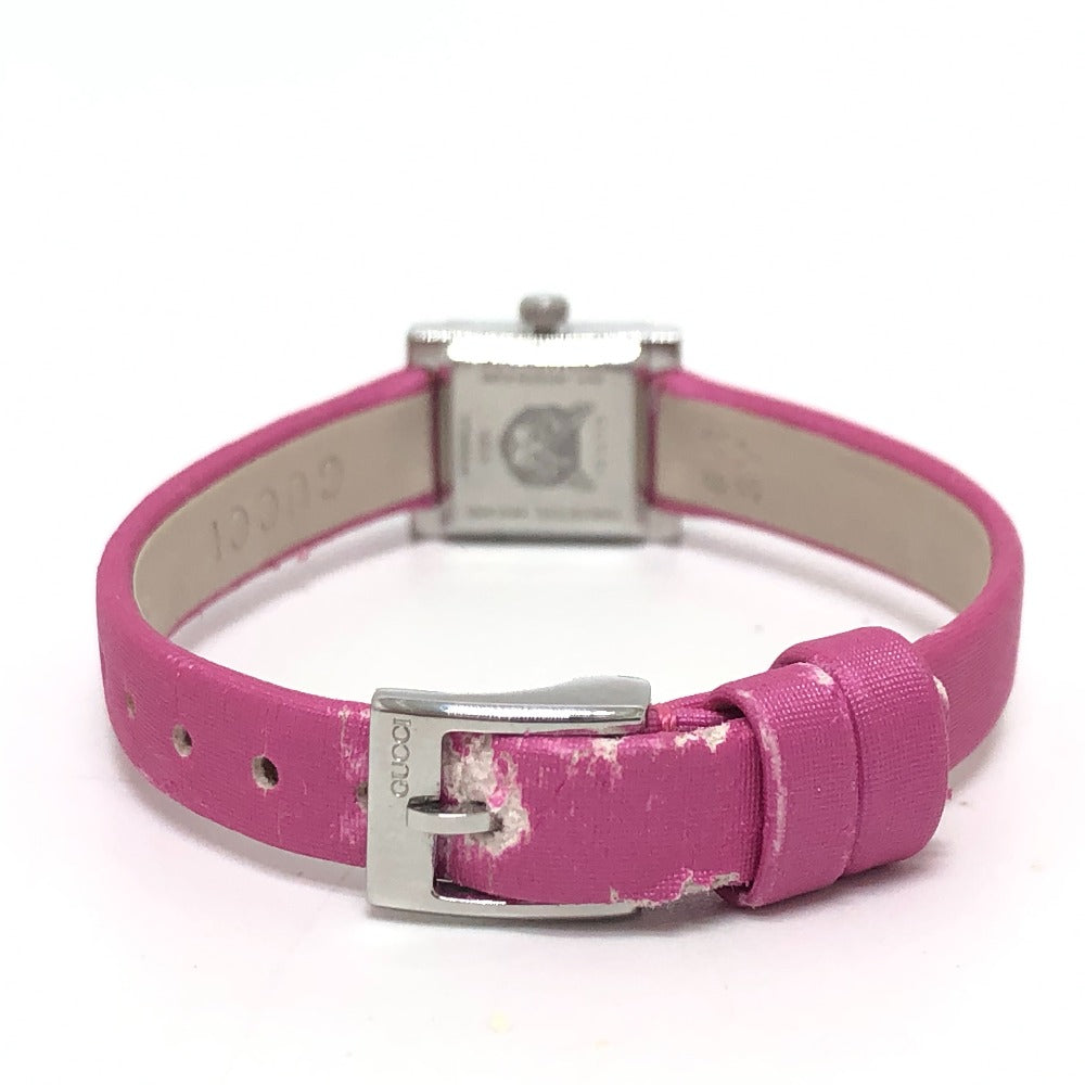 GUCCI Watches Quartz 128.5 Stainless Steel , Leather Silver G frame pink dial