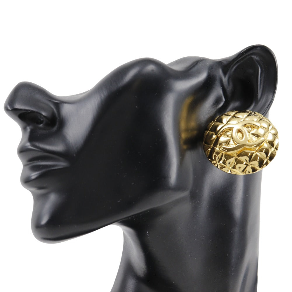CHANEL Earring Plated Gold gold   COCO Mark Matrasse