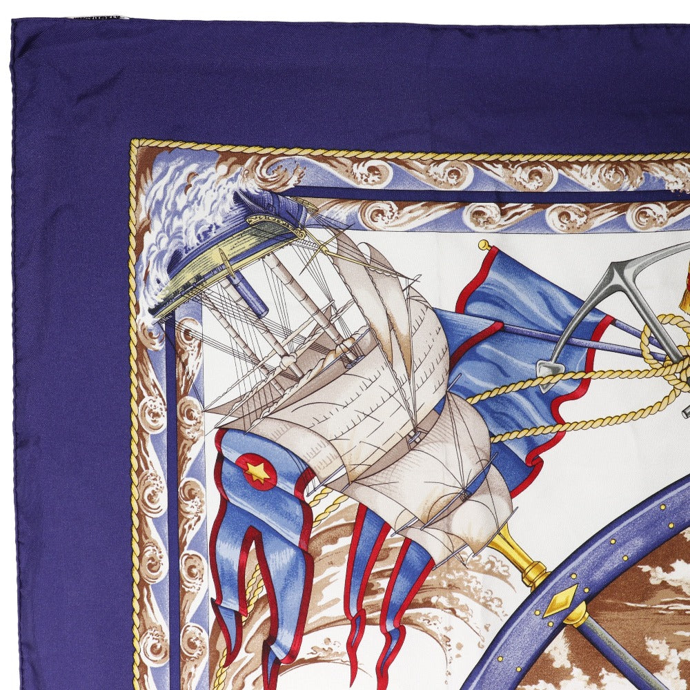 HERMES scarf silk purple Kazeyo Fuke Vive le vent Carre90 Women  d