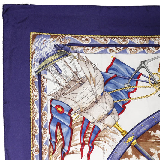 HERMES scarf silk purple Kazeyo Fuke Vive le vent Carre90 Women  d