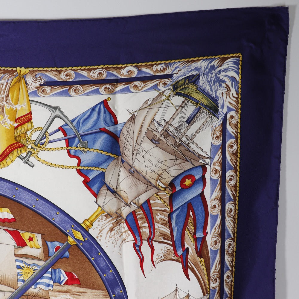 HERMES scarf silk purple Kazeyo Fuke Vive le vent Carre90 Women  d
