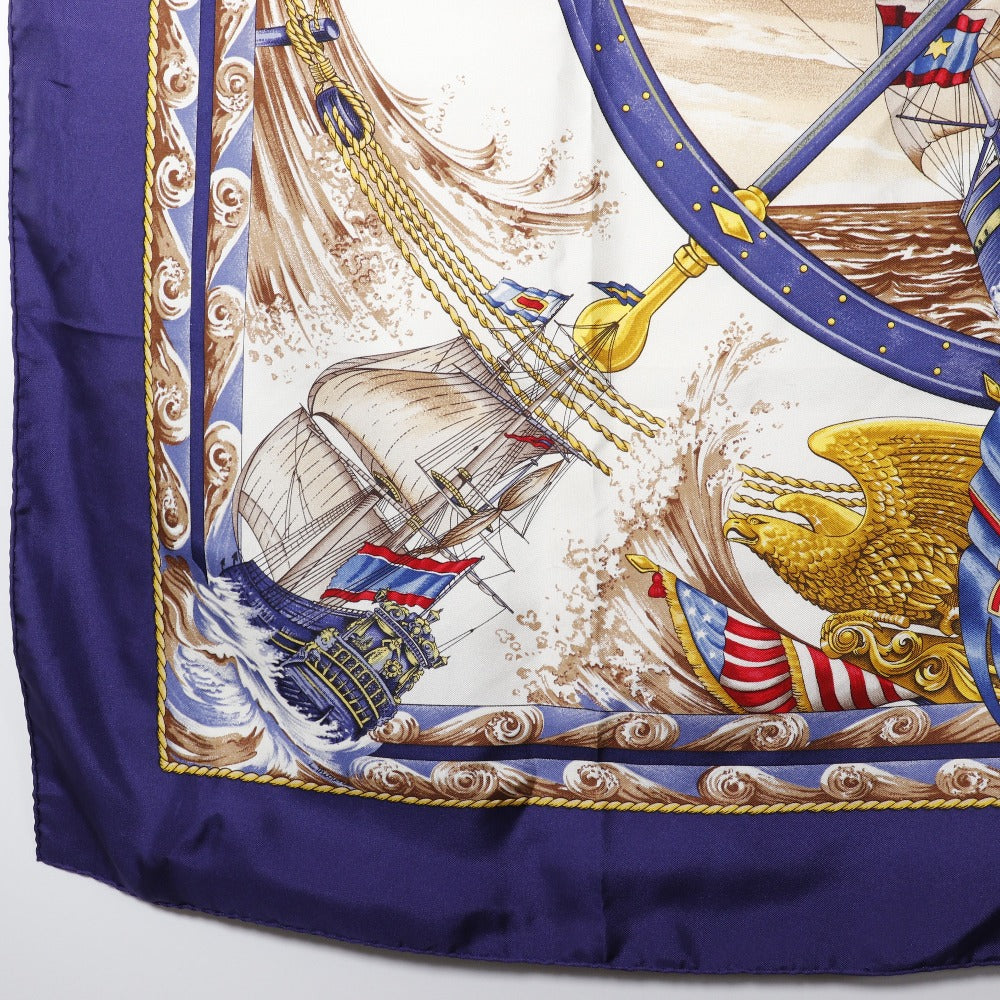 HERMES scarf silk purple Kazeyo Fuke Vive le vent Carre90 Women  d
