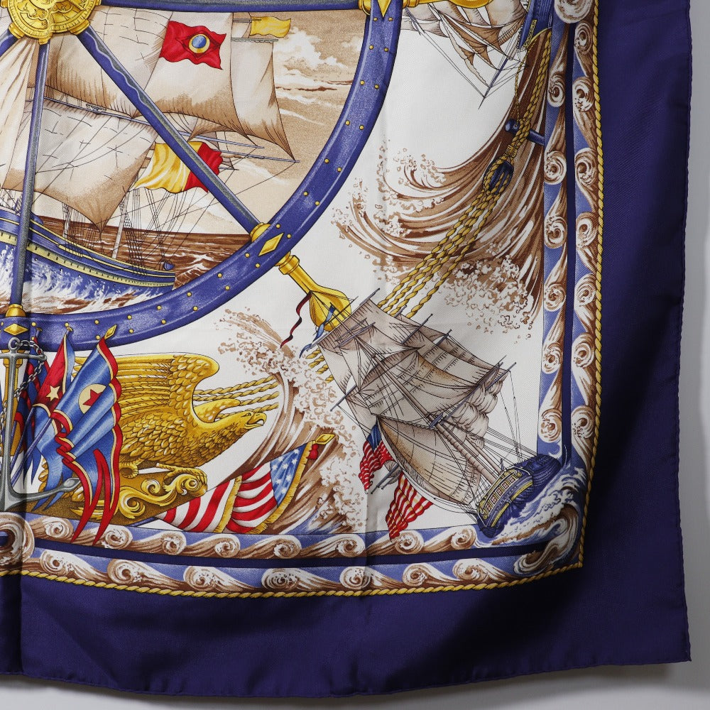 HERMES scarf silk purple Kazeyo Fuke Vive le vent Carre90 Women  d