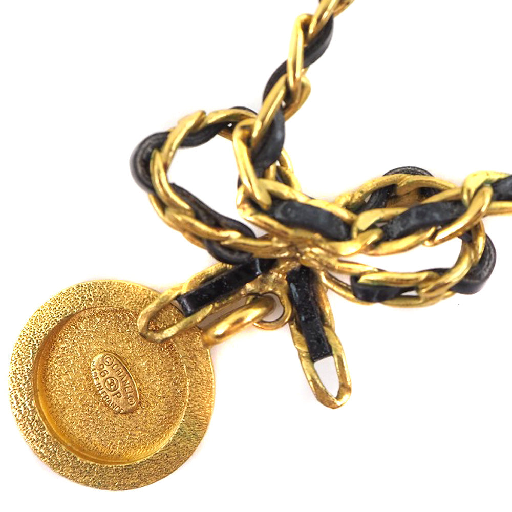 CHANEL Necklace Plated Gold, Rhinestones gold choker   coin ribbon Women