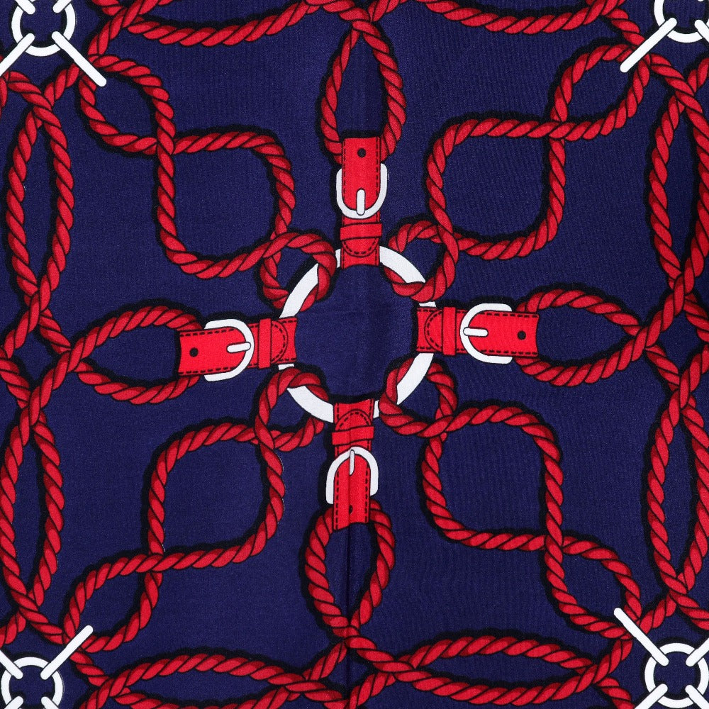 HERMES scarf silk Navy blue / red Rope Pattern Carre Women  d