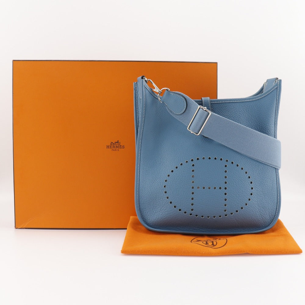 HERMES Shoulder Bag Taurillon Clemence light blue Evelyn 3PM Women  d