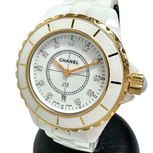 Chanel J12 White Ceramic/Stainless Steel/YG/Diamond