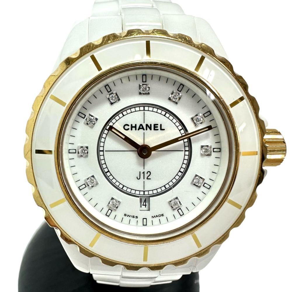 Chanel J12 White Ceramic/Stainless Steel/YG/Diamond