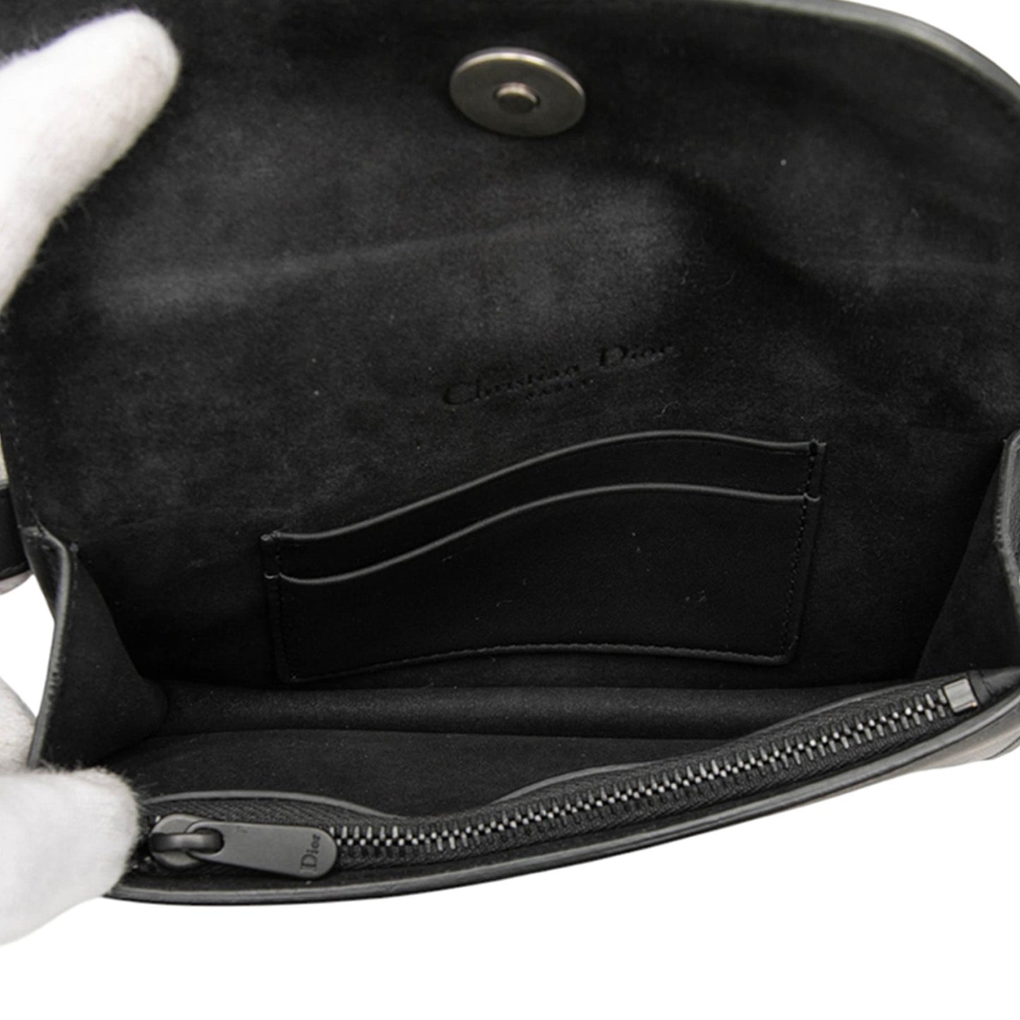 Black Dior Ultramatte Saddle Belt Bag