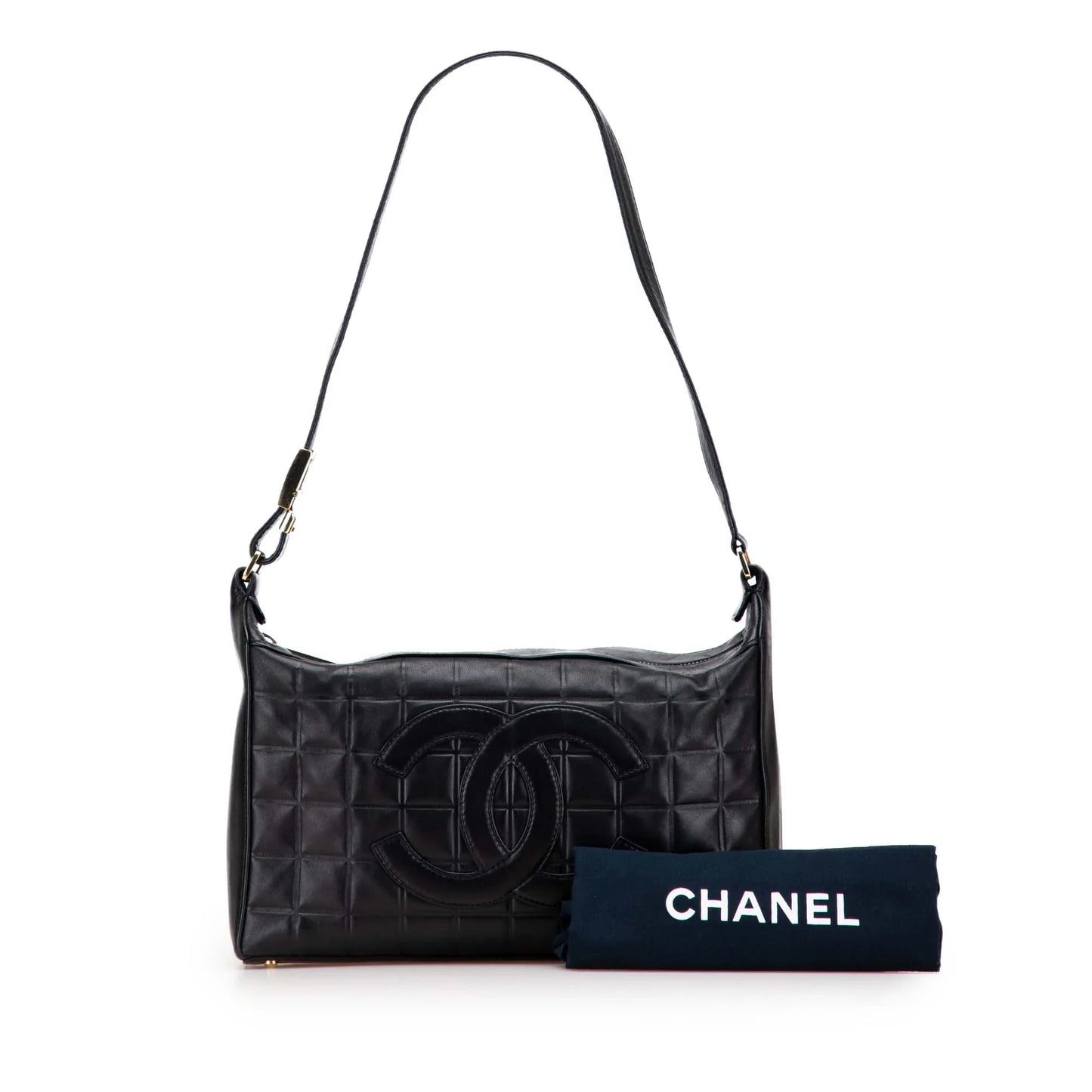 Black Chanel Medium Lambskin Chocolate Bar Shoulder Bag