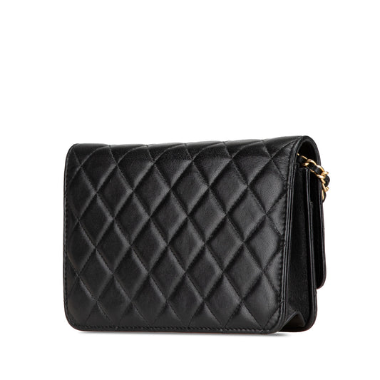 Black Chanel Quilted Studded Lambskin 18K Lucky Charms Wallet On Chain Crossbody Bag