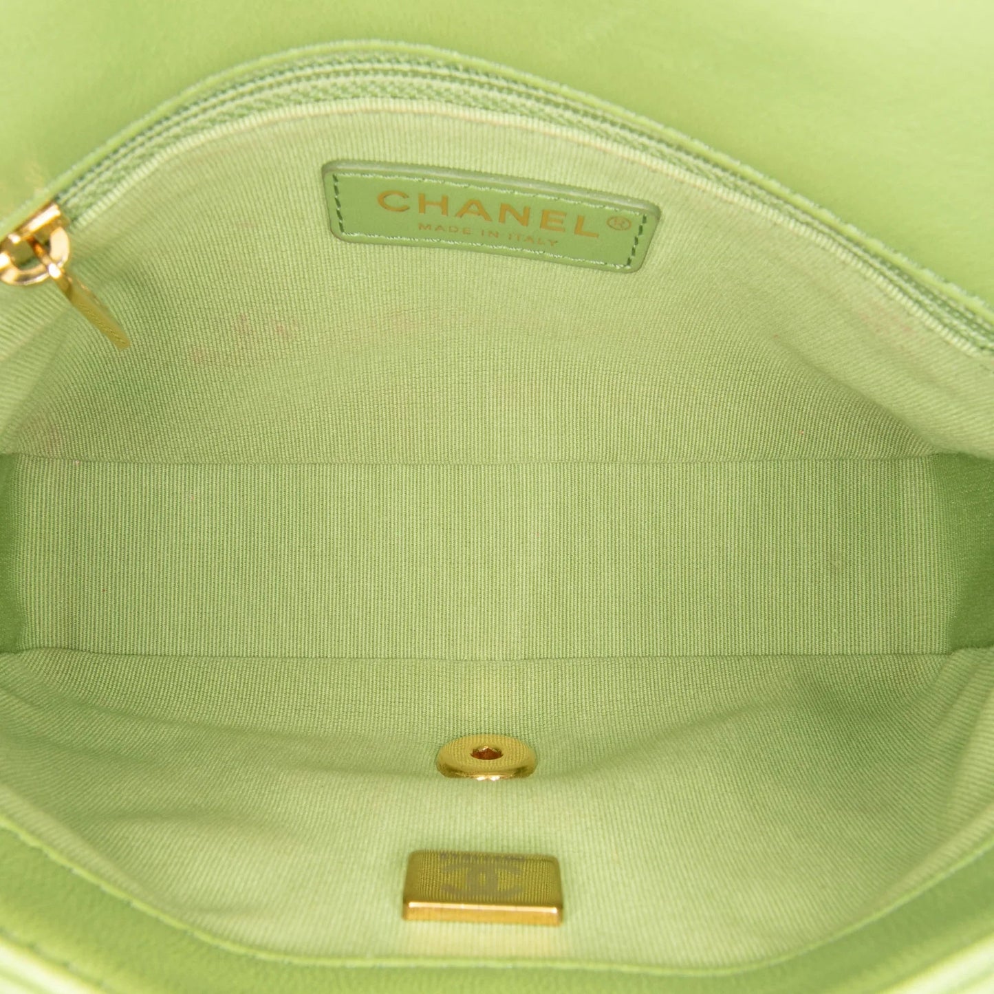 Green Chanel Quilted Lambskin Double CC Chain Around Flap Crossbody Bag