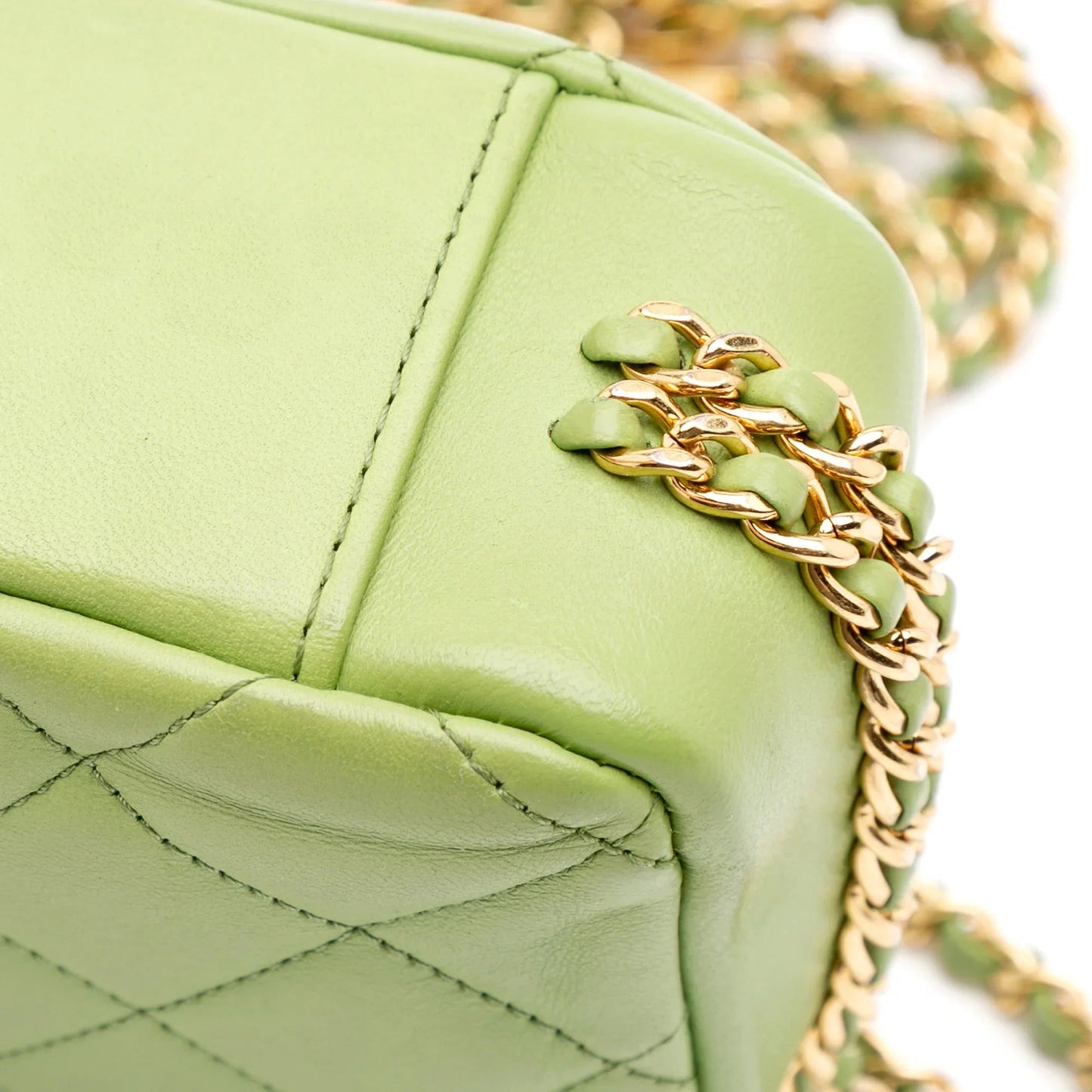 Green Chanel Quilted Lambskin Double CC Chain Around Flap Crossbody Bag