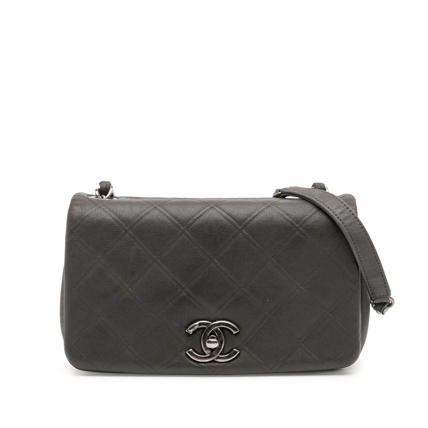 Gray Chanel Diamond Embossed Calfskin New Chic Flap Shoulder Bag