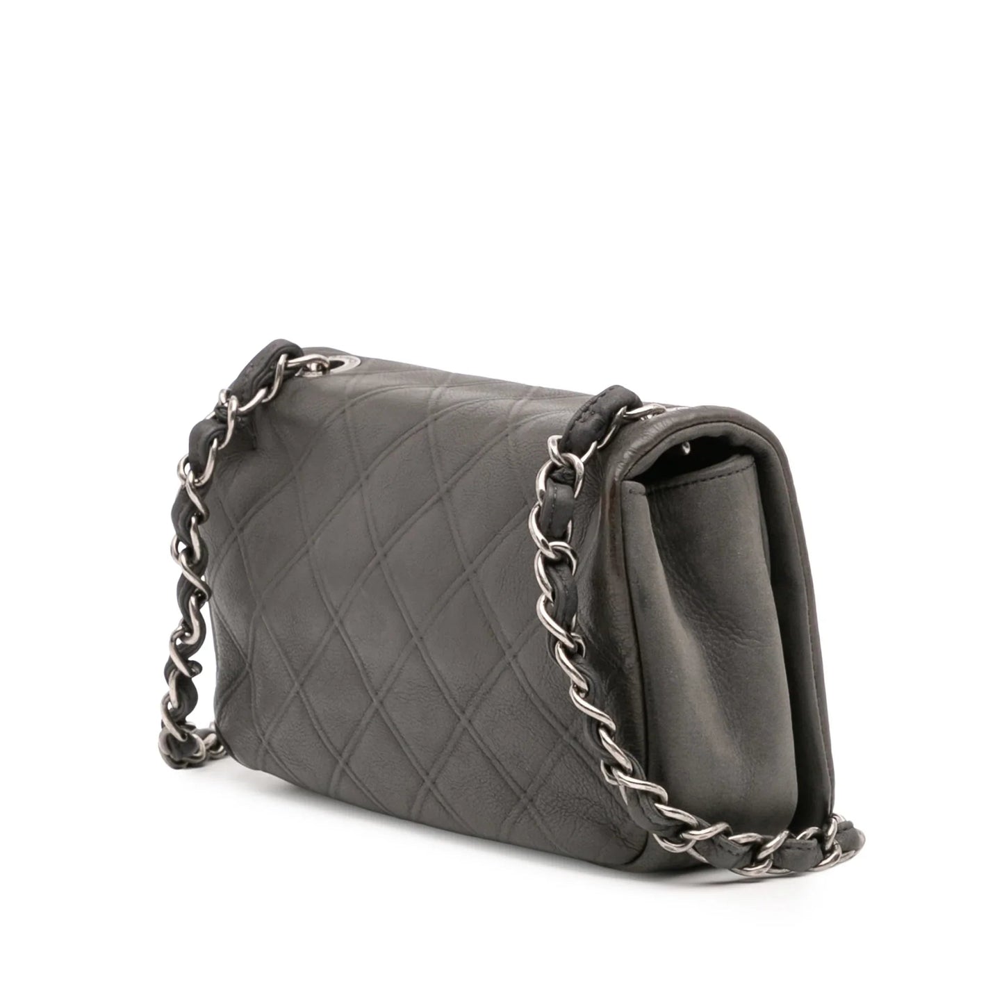 Gray Chanel Diamond Embossed Calfskin New Chic Flap Shoulder Bag