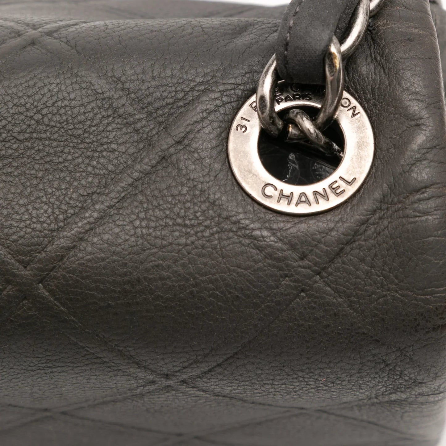Gray Chanel Diamond Embossed Calfskin New Chic Flap Shoulder Bag