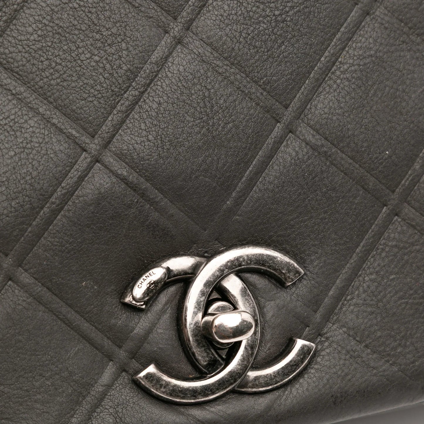 Gray Chanel Diamond Embossed Calfskin New Chic Flap Shoulder Bag