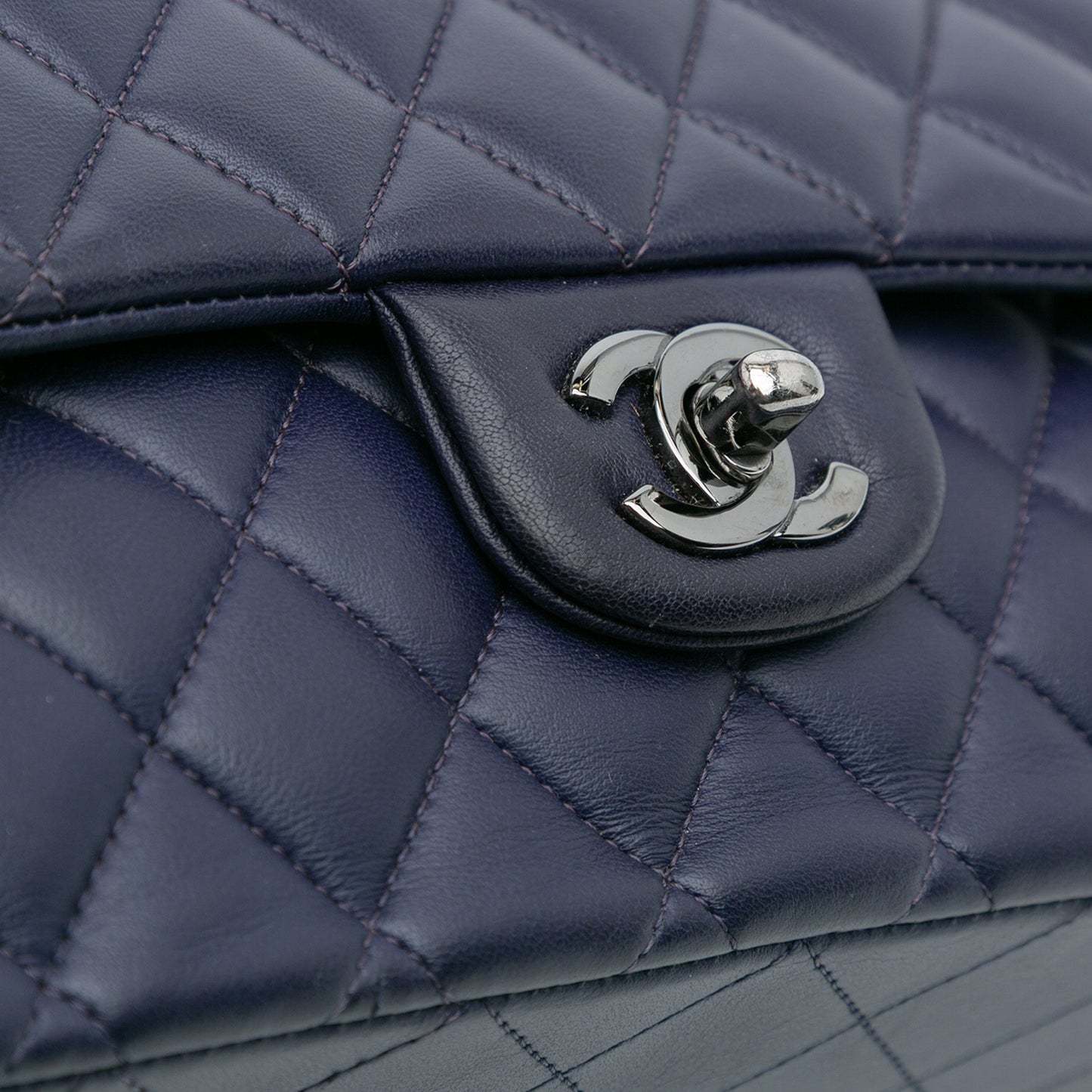 Blue Chanel Medium Classic Lambskin Double Flap Shoulder Bag