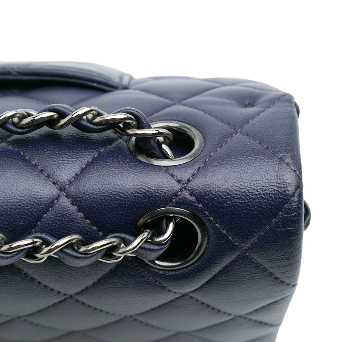Blue Chanel Medium Classic Lambskin Double Flap Shoulder Bag