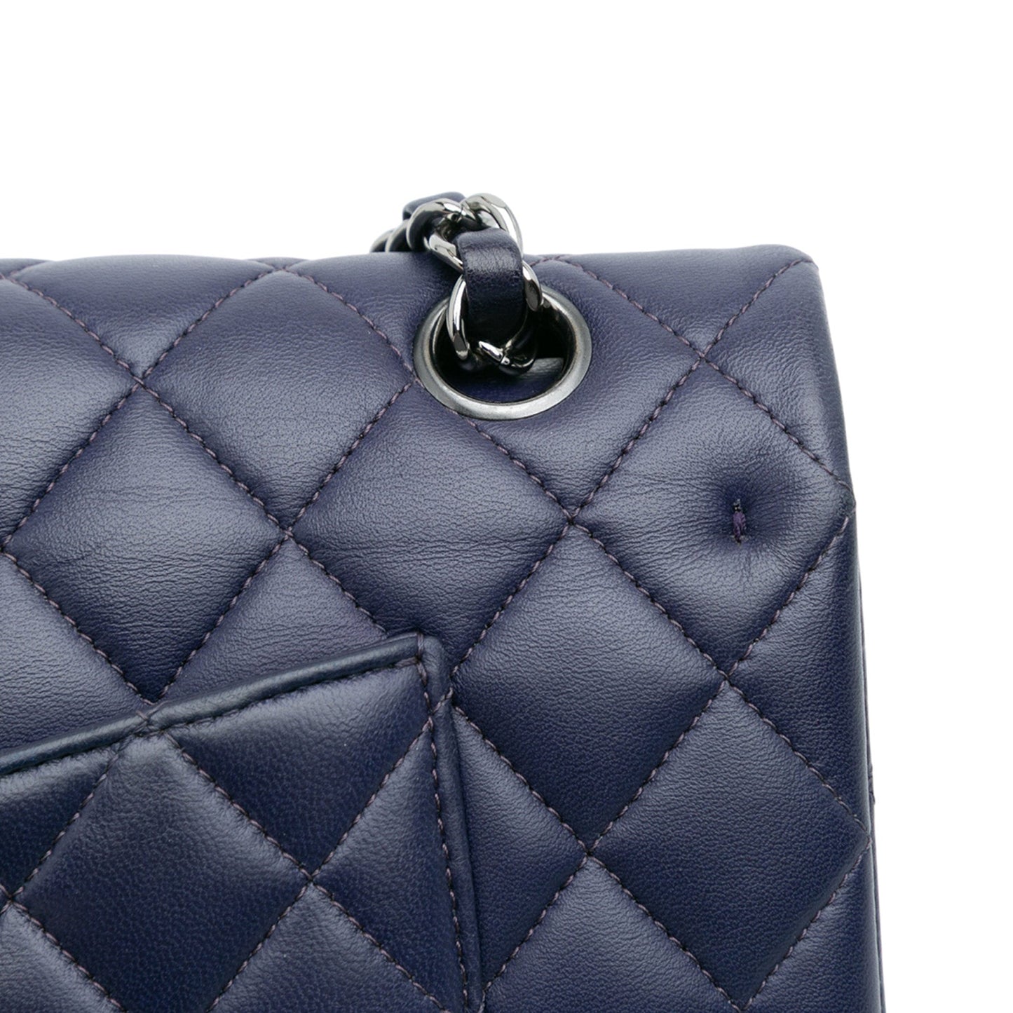 Blue Chanel Medium Classic Lambskin Double Flap Shoulder Bag