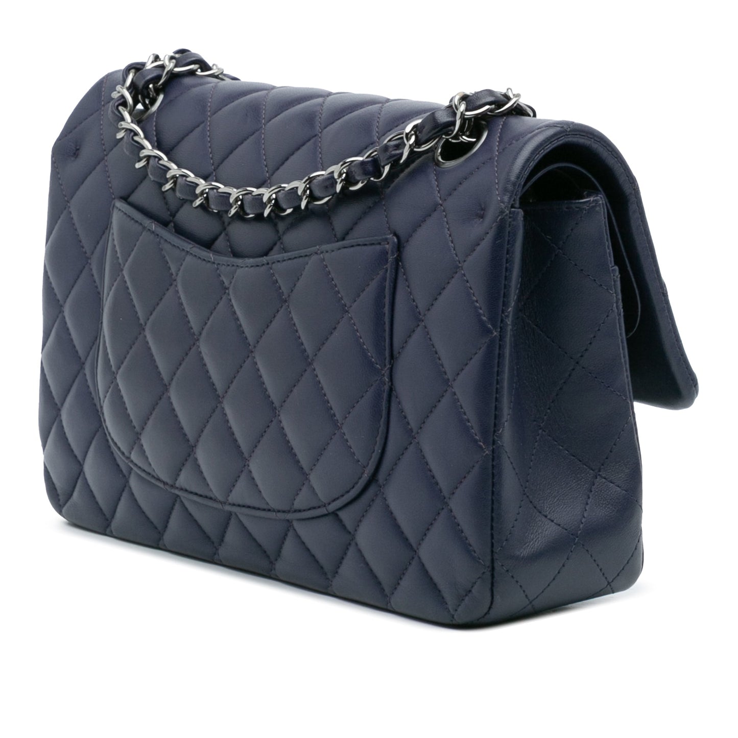 Blue Chanel Medium Classic Lambskin Double Flap Shoulder Bag