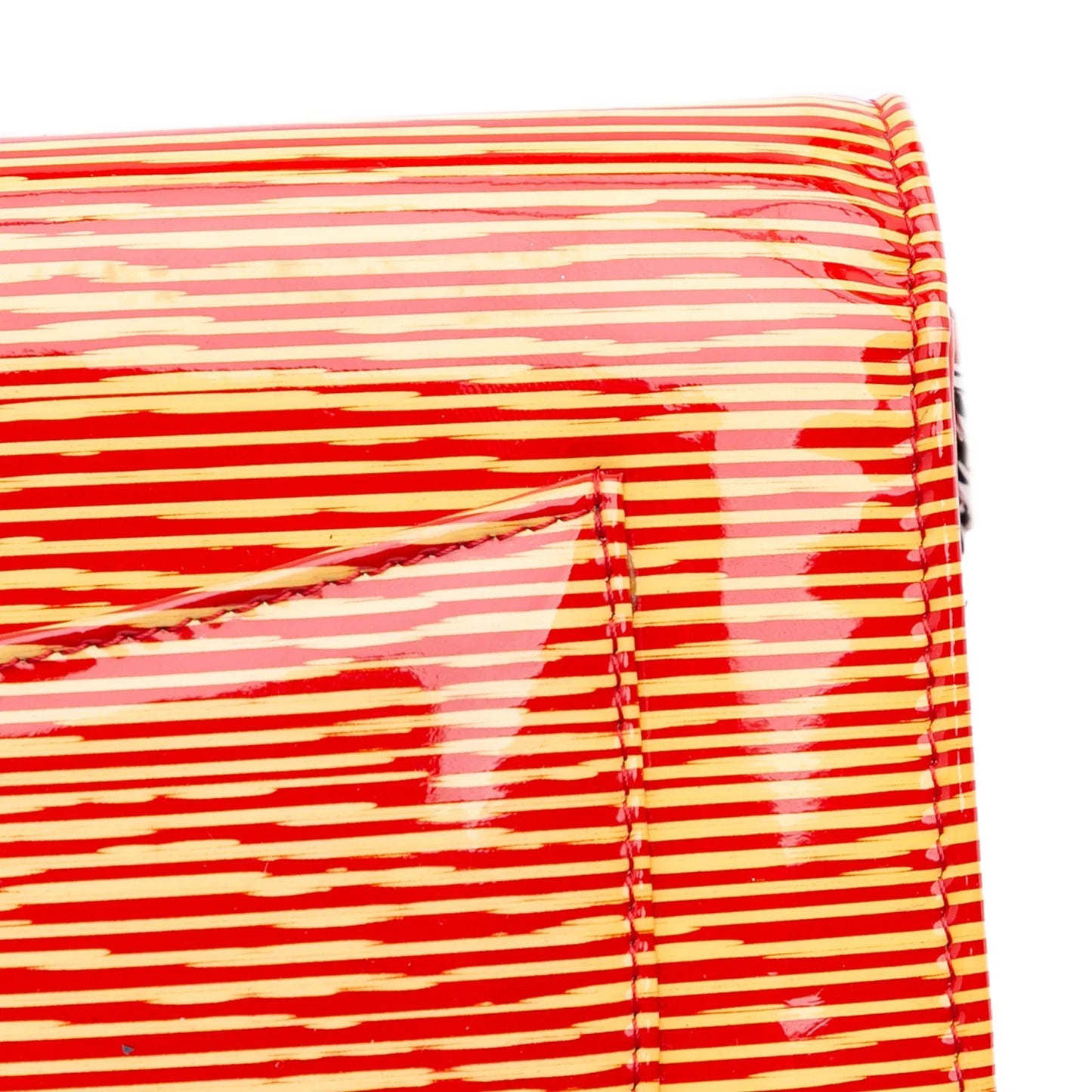Orange Chanel Patent Striped Wallet On Chain Crossbody Bag