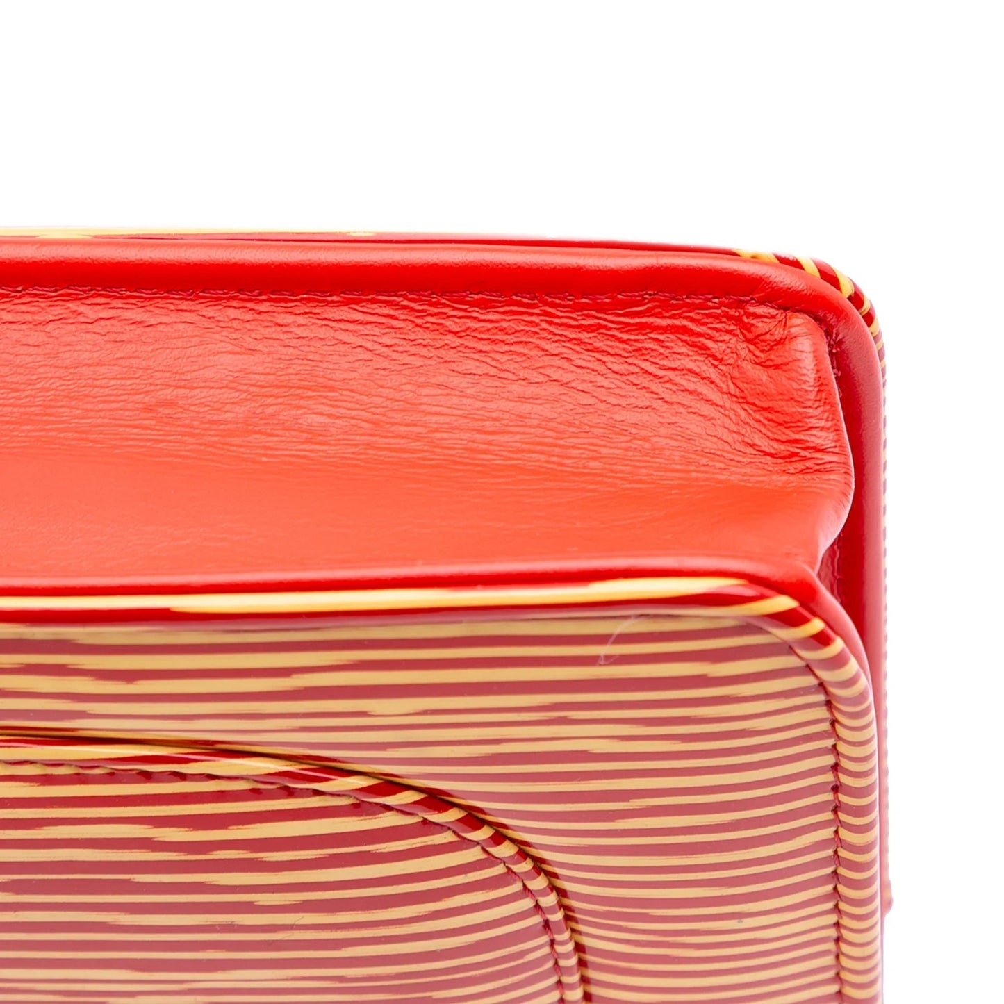 Orange Chanel Patent Striped Wallet On Chain Crossbody Bag